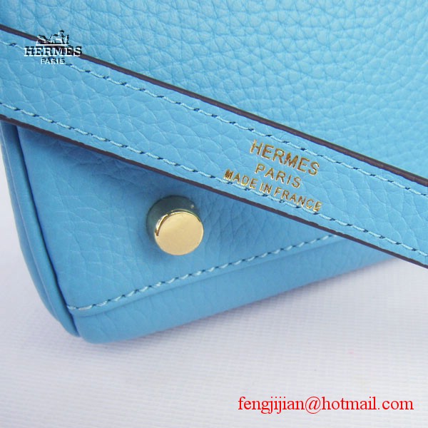 Hermes Kelly 32cm Togo Leather Bag Light Blue 6108 Gold Hardware